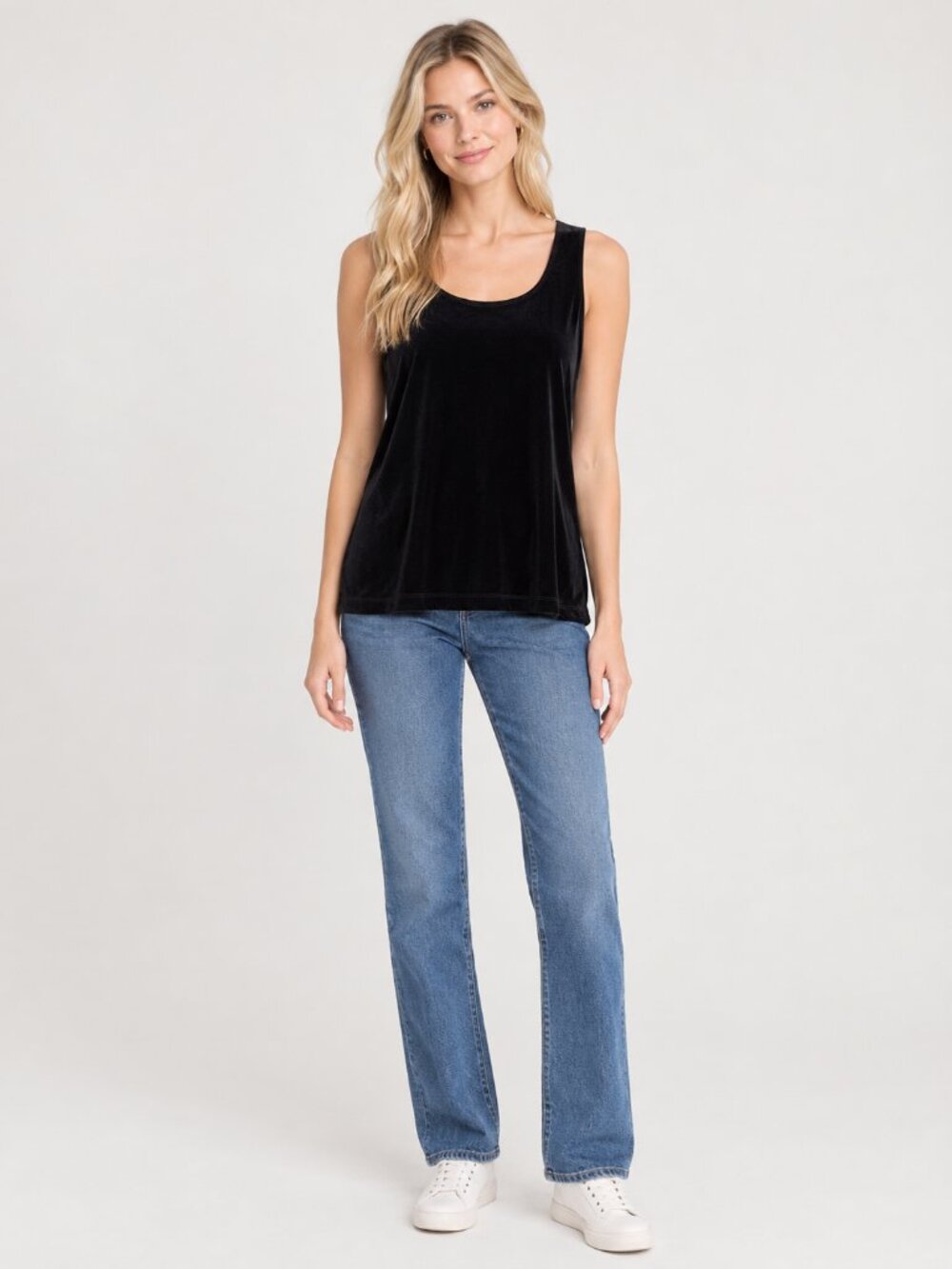 2/$30 Chico's Travelers Scoop Neck Tank Top Black 12 #A5155